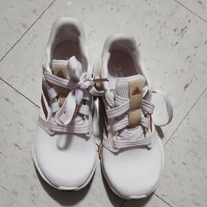 adidas White and Gold Athletic Shoes